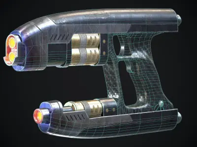 Star-Lord Gun Game-Ready Low-Poly PBR and High-Poly Low-poly 3D model