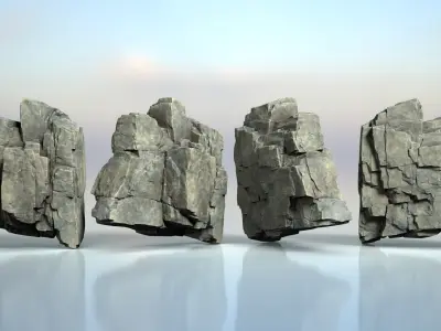 6 Modular Cliff Rocks - 240809 Low-poly 3D model