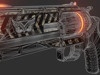 Sci-fi revolver Low-poly 3D model