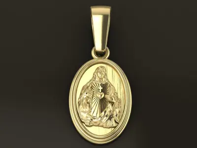 Oval Antique Jesus Christ Pendant 12mm Length 3D print model