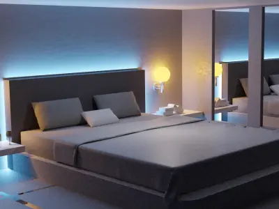 REALISTIC BEDROOM RENDER modern lighting ideas 3D model