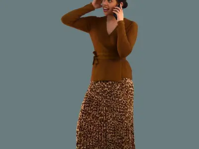Set of 3D women on the phone 3D model
