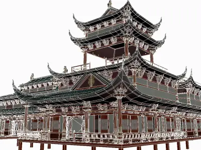 Ancient architecture Low-poly 3D model