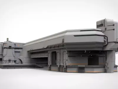 Complex 3 futuristic building 3D model