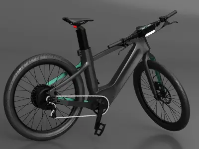  Urban Electric Bike with Integrated Battery Black Rigged for Cinema 4D 