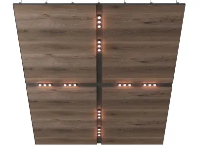 Wooden suspended ceiling with lighting 37 3D model