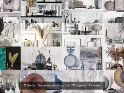 Collection  Decorative sets-more than 150 objects 3D Model Pack