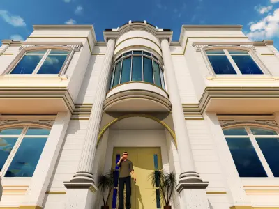 Neo-Classical Villa 3D Model - Revit-FBX-DWG-D5 Ready 3D model