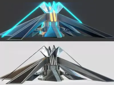 sci fi temple- Cyberpunk design - Game-Ready Low-poly 3D model