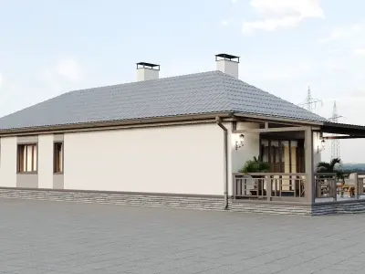 House 2 with patio 3D model