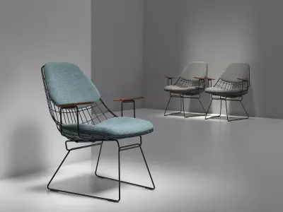 FM06 wire chair with fabric and frame 3D model