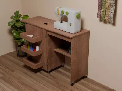 Modern Rustic Sewing Table Low-poly 3D model