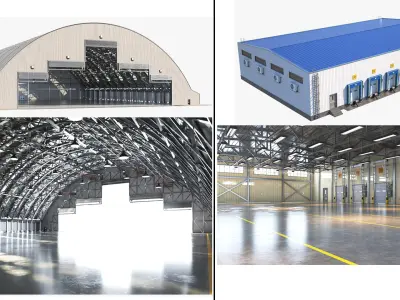  Detailed Hangar And Warehouse With Interior 