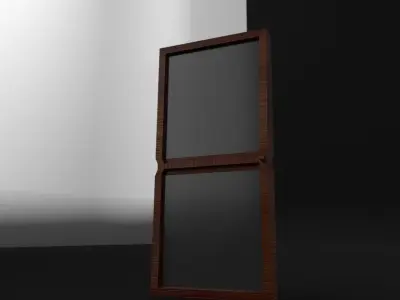 Wooden Door with glass 3D model