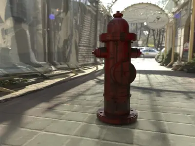 Fire Hydrant PBR Game Ready Low-poly 3D model Low-poly 3D model