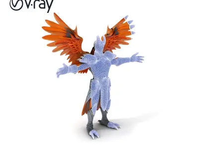 Avian Armored Warrior  Majestic Bird Character Model Low-poly 3D model