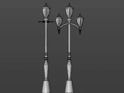 Two Street Lamps Victorian Style 3D Model Low-poly 3D model
