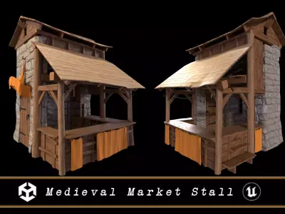Medieval Market Stall Low-poly 3D model