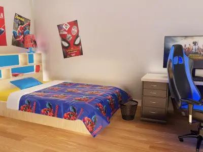 Kids Bedroom and Gamer Room Low-poly 3D model