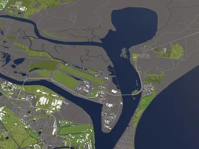 Newcastle Australia 50x50km 3D City Map 3D model