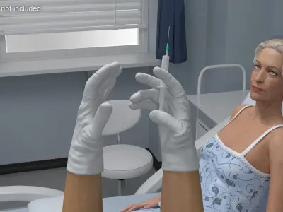  Hands Wearing Medical Gloves White Rigged for Cinema 4D 