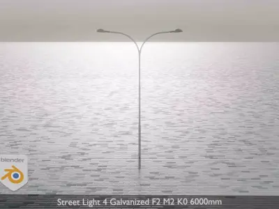 Street Light 4 Galvanized F2 M2 K0 6000mm Low-poly 3D model