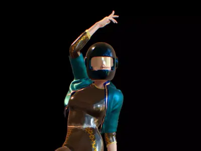 Sci-Fi Biker Girl Character 3D model