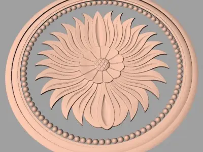 Furniture decoration round flower 3D STL model for CNC E885 3D model