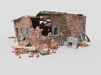 destroyed building 1 Low-poly 3D model