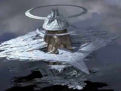 Frozen Ice shard Mountain landing arrays base 2 3D model