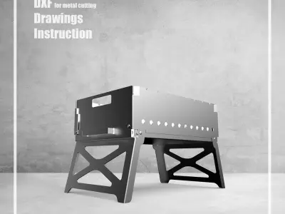 Sheet Metal Plans Drawings Folding Brazier DXF PDF 3D model