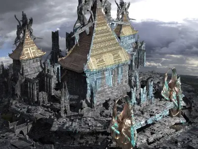Sci-Fi City dystopia Ruler city Statues 8 3D model