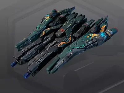 SF KORAZ Gunship B3 Low-poly 3D model