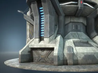 Sci-Fi Buidling Game Low-Poly Low-poly 3D model