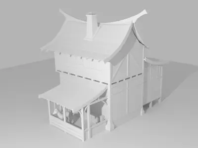 Cartoon medieval house 6 3d Low-poly 3D model