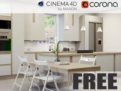 Corona - C4D Scene files - FREE KITCHEN 3D model Free 3D model