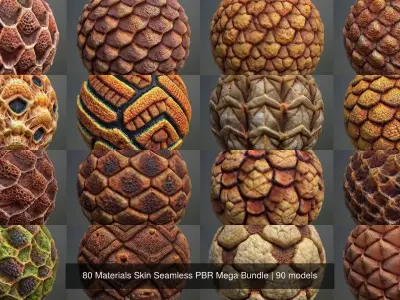 90 Materials Skin Seamless PBR Mega Bundle Texture