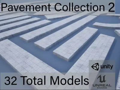Lowpoly Modular PBR Pavements 2 Low-poly 3D model