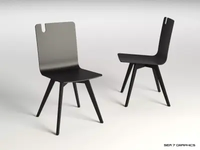 Plywood chair black 3D model