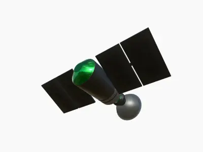 Satellite D01 Black Green - SciFi Space Design Low-poly 3D model
