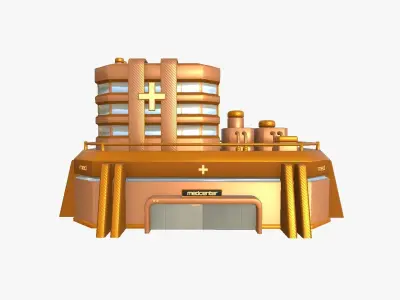 SciFi Hospital A04 Orange - Sci Fi Exterior Design Low-poly 3D model