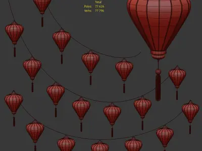 Chinese Lantern V2 Low-poly 3D model