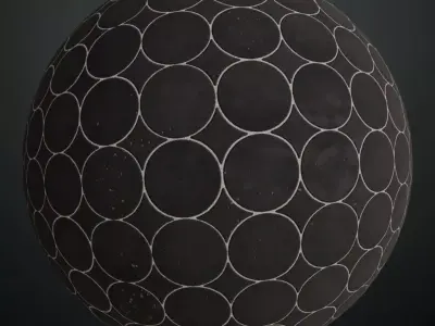 Modern Matte Black Penny Round Mosaic Tiles PBR Seamless Texture