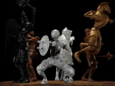 Fantasy Chess Character Pack with Weapons Low-poly 3D model