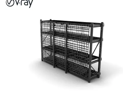Industrial Supermarket Shelf System model pack Low-poly 3D model