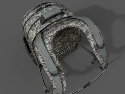 Backpack Camping Generic military camo human  Low-poly 3D model