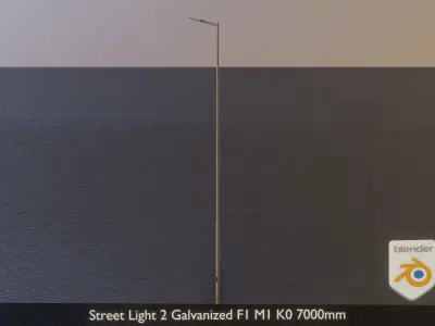 Street Light 2 Galvanized F1 M1 K0 7000mm Low-poly 3D model