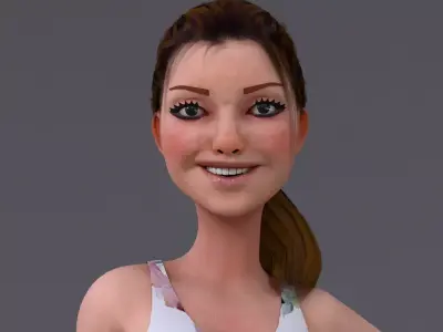 Kristen Cartoon Girl Rig V1 Low-poly 3D model