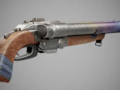  super double-barrel shotgun futuristic weapon of slayer da1 Low-poly 3D model