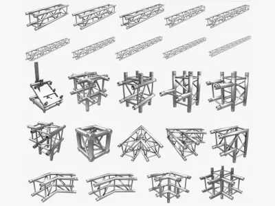 Square Truss Standard Collection - 24 PCS Modular 3D model